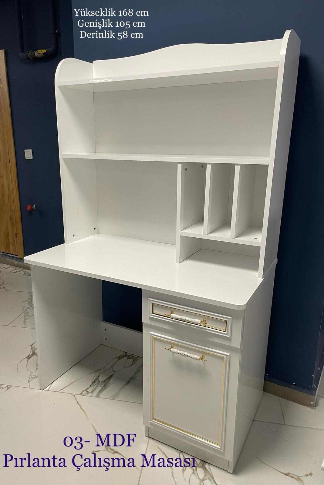 PIRLANTA MDF KİTAPLIKLI ÇALIŞMA MASASI