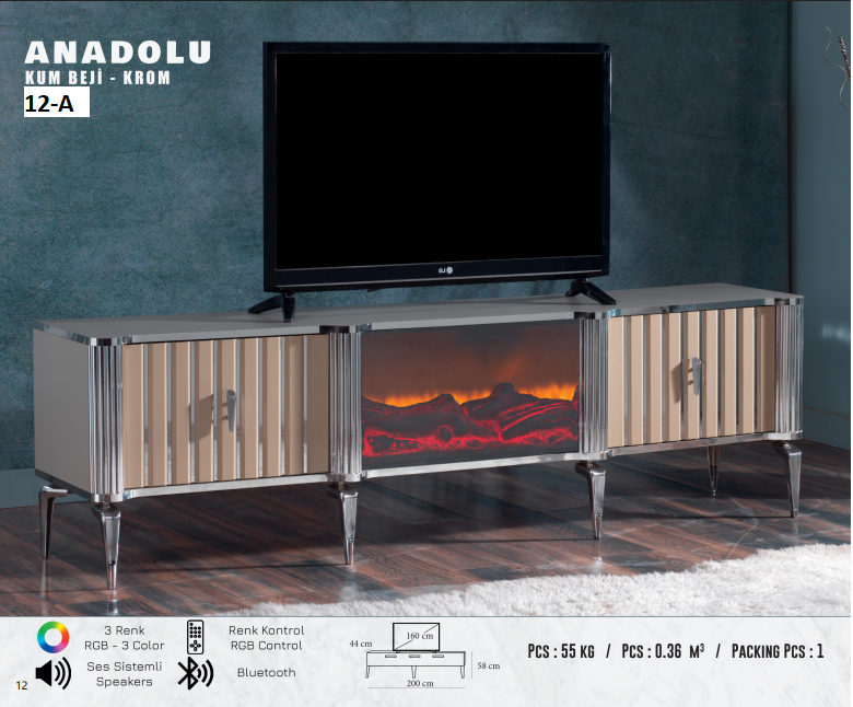ANADOLU ŞÖMİNE TV SEHPASI