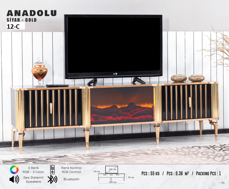 ANADOLU ŞÖMİNE TV SEHPASI